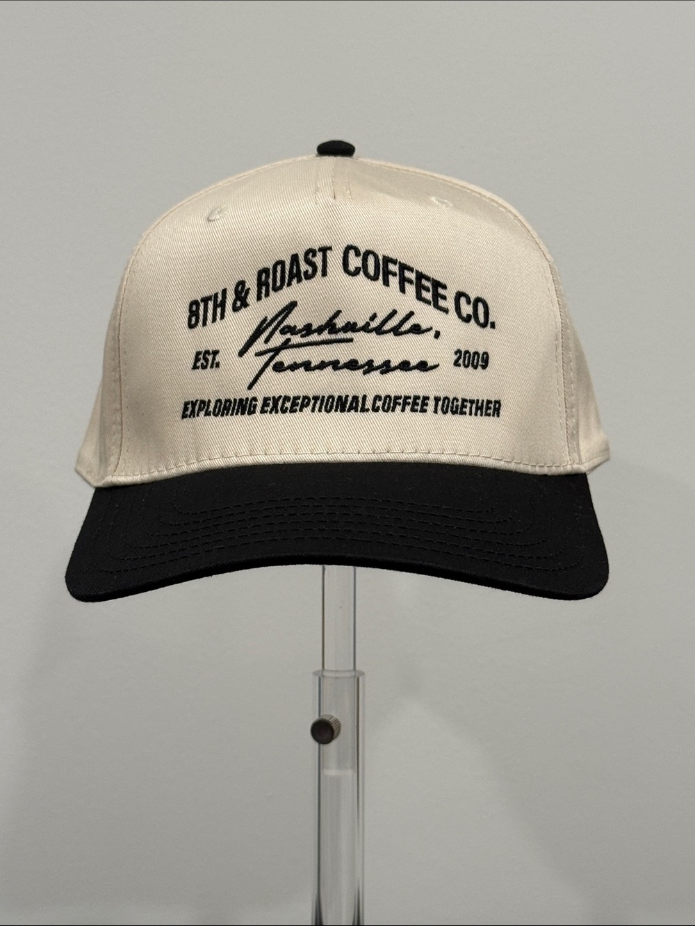 OTTO 8th & Roast Coffee Co Nashville TN Two-Tone Snapback Hat Cap Cream Black